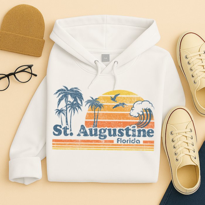 St Augustine Beach Florida Vintage Spring Break 70s Retro Hoodie