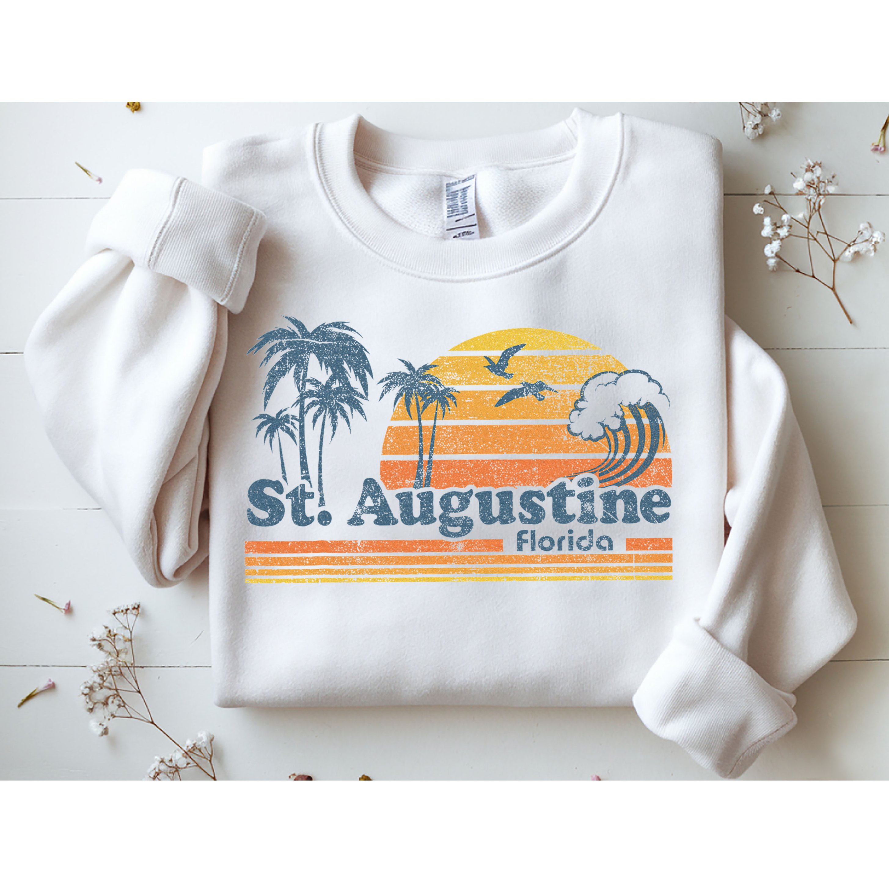 St Augustine Beach Florida Vintage Spring Break 70s Retro Sweatshirt