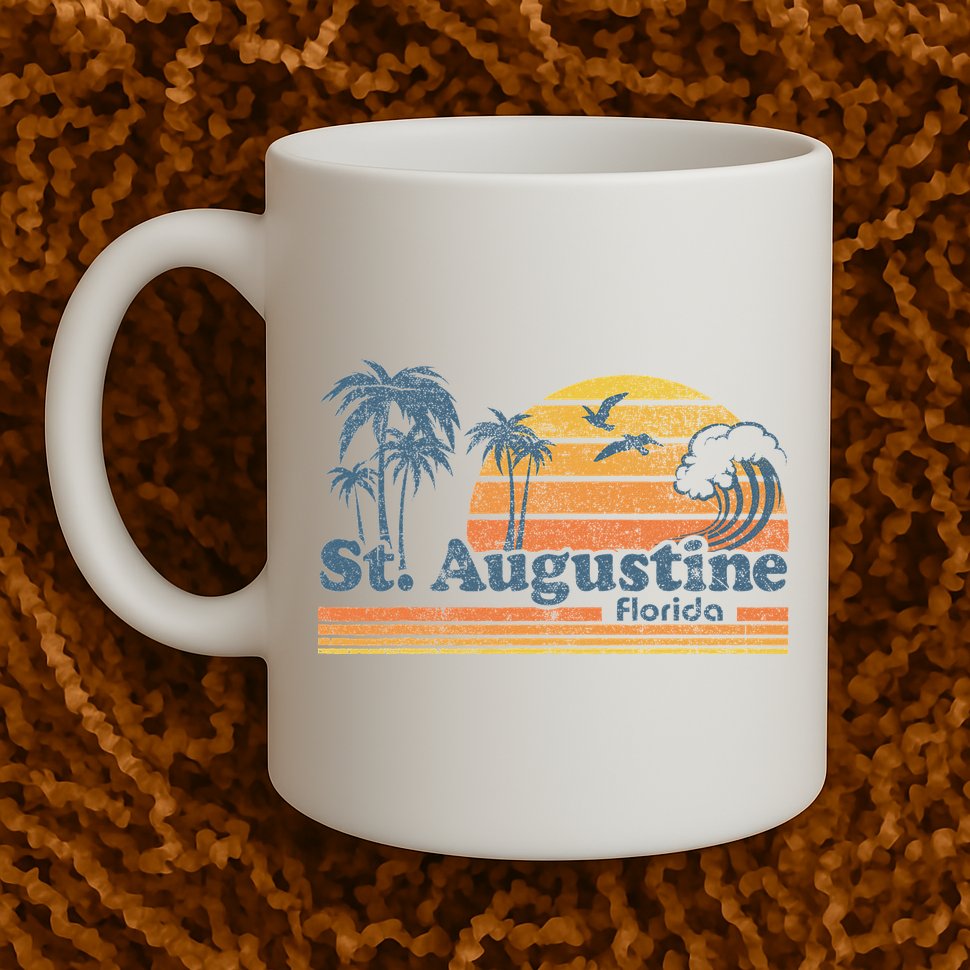 St Augustine Beach Florida Vintage Spring Break 70s Retro Mug