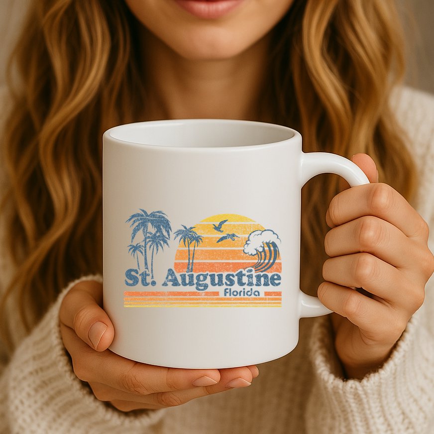 St Augustine Beach Florida Vintage Spring Break 70s Retro Mug