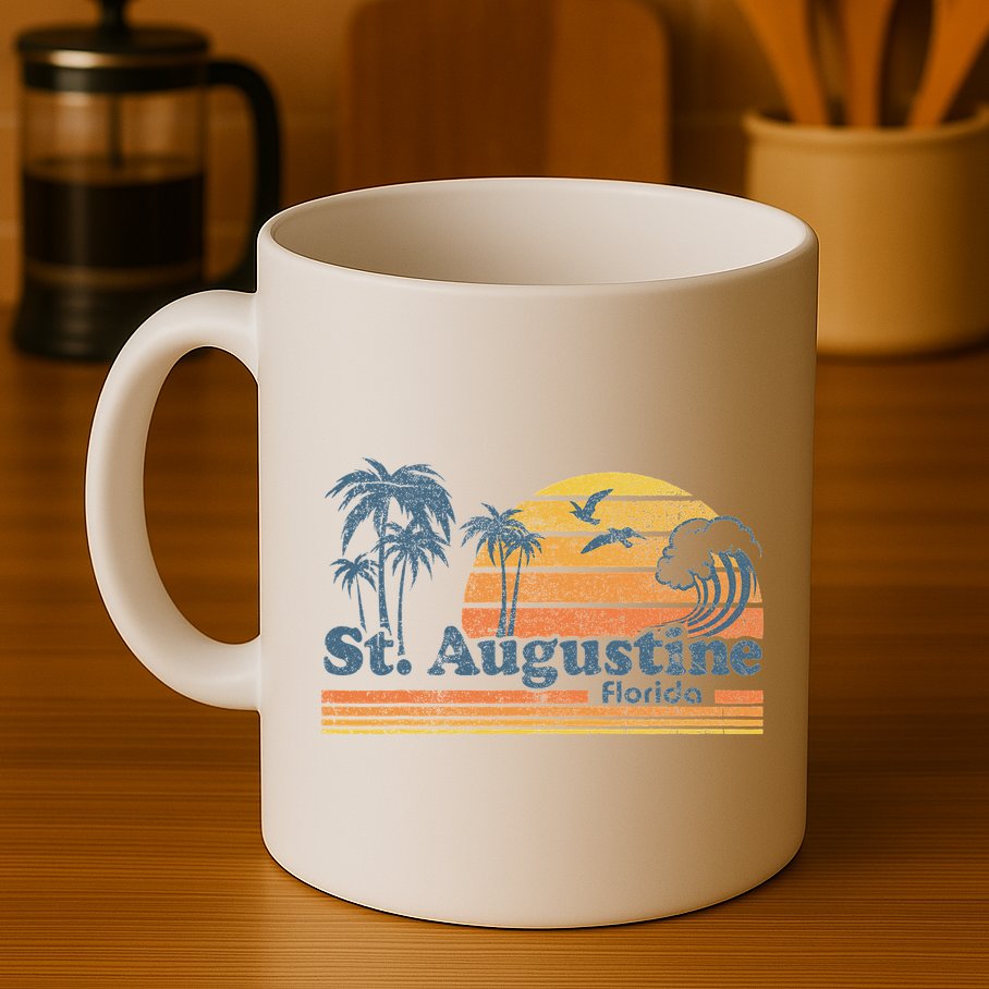 St Augustine Beach Florida Vintage Spring Break 70s Retro Mug