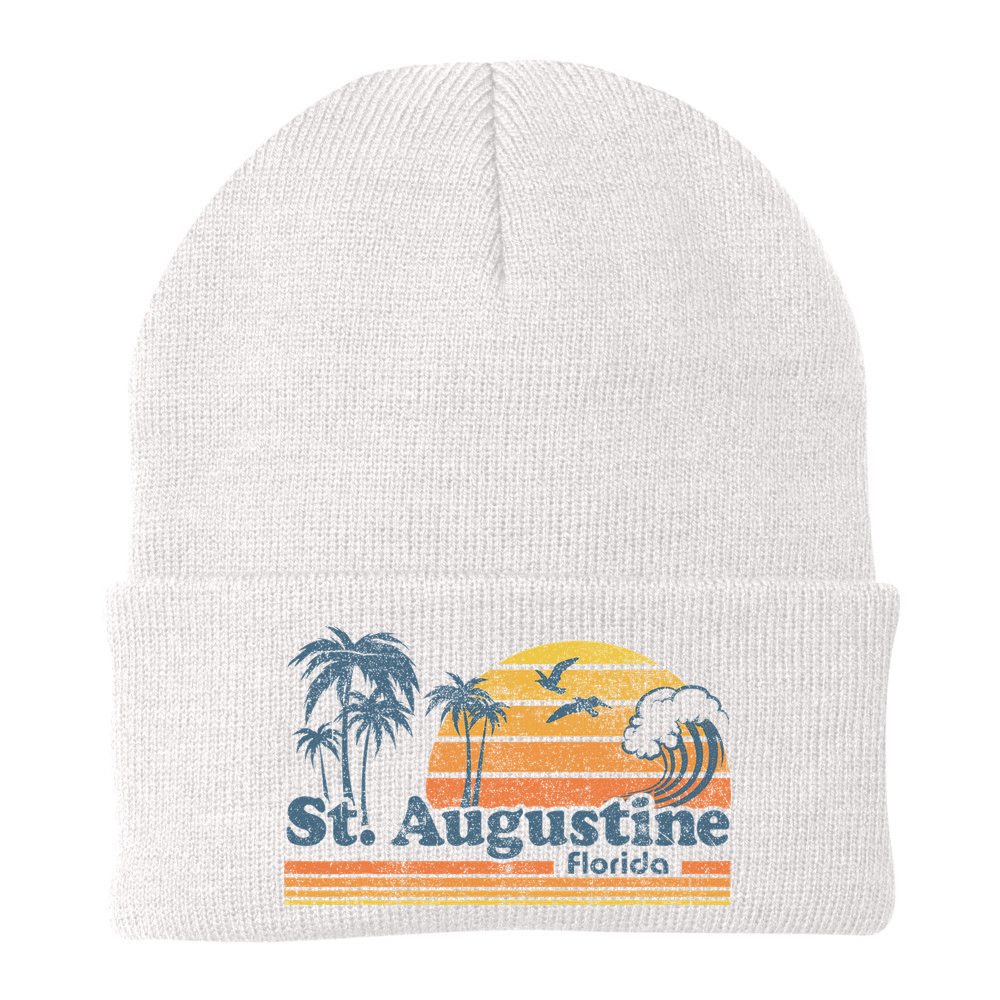 St Augustine Beach Florida Vintage Spring Break 70s Retro Beanie