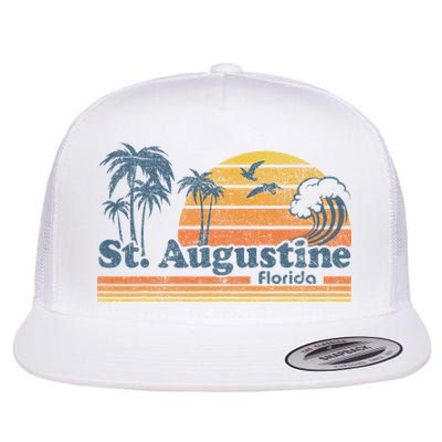 St Augustine Beach Florida Vintage Spring Break 70s Retro Flat Bill Trucker Hat