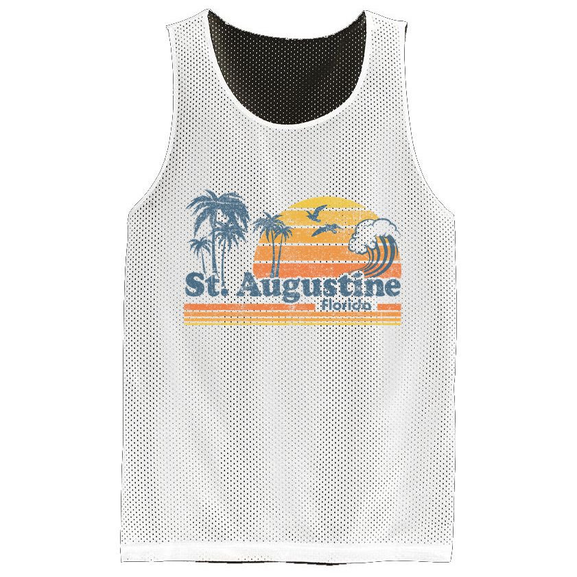 St Augustine Beach Florida Vintage Spring Break 70s Retro Mesh Reversible Basketball Jersey Tank