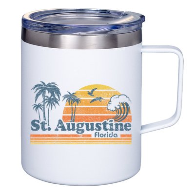 St Augustine Beach Florida Vintage Spring Break 70s Retro 12oz Stainless Steel Coffee Mug