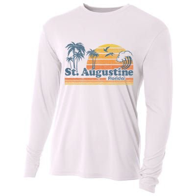 St Augustine Beach Florida Vintage Spring Break 70s Retro Cooling Performance Long Sleeve Crew