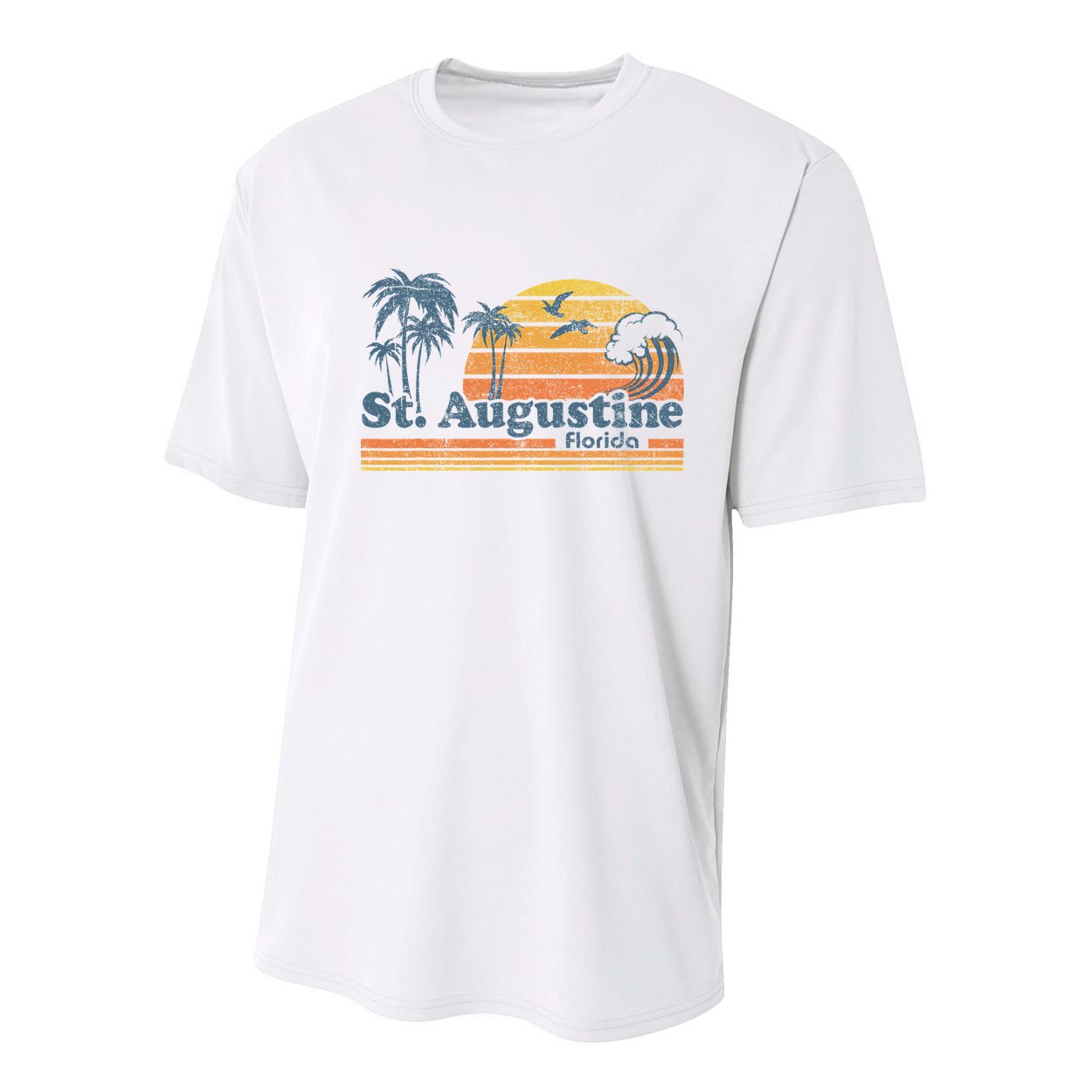 St Augustine Beach Florida Vintage Spring Break 70s Retro Youth Performance Sprint T-Shirt