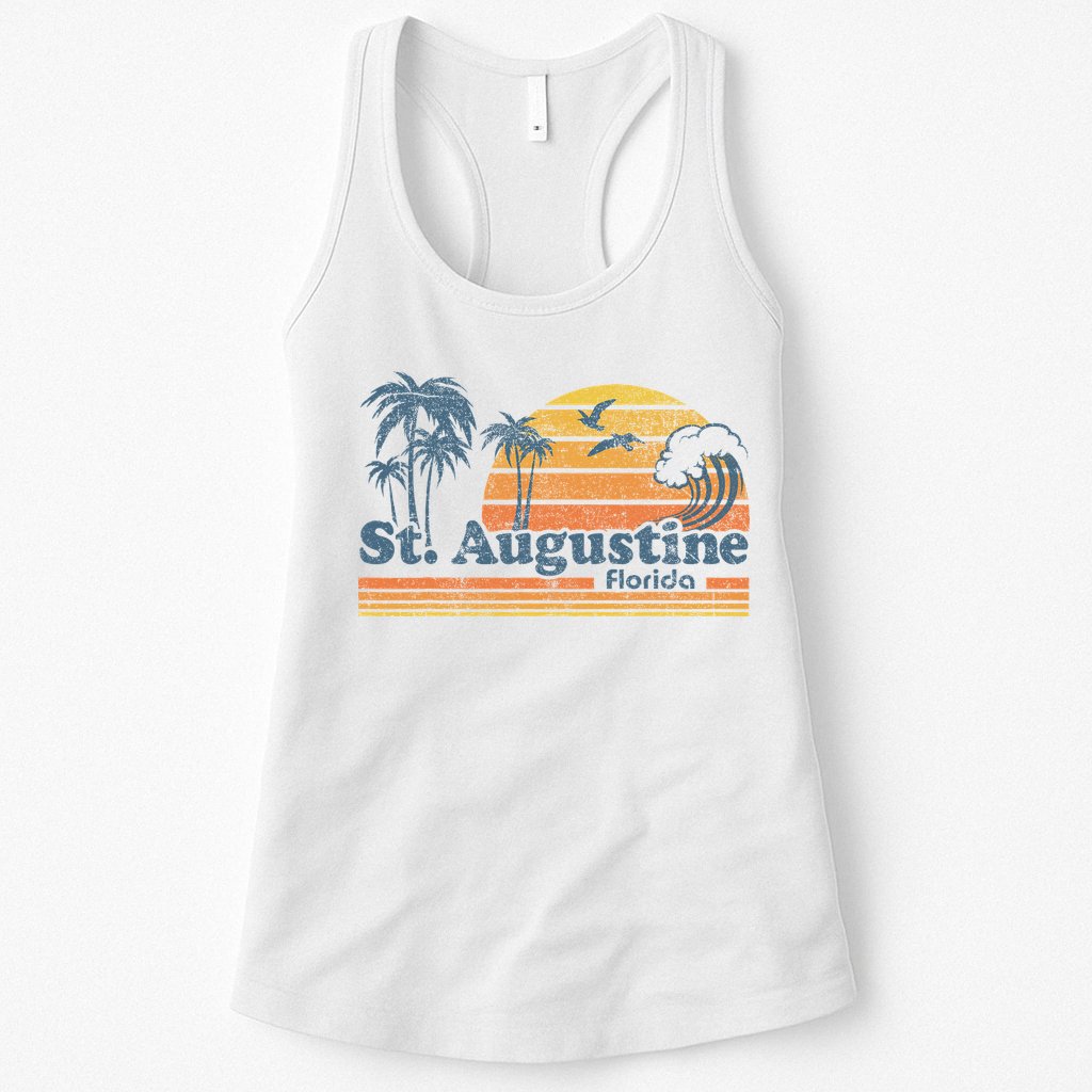 St Augustine Beach Florida Vintage Spring Break 70s Retro Womens Tank Top