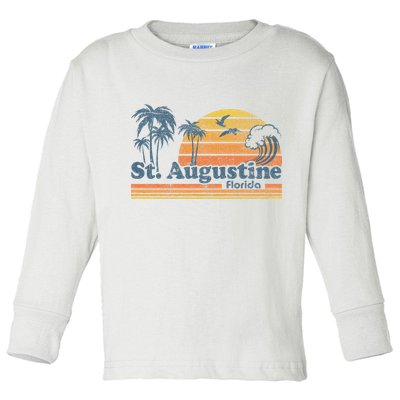 St Augustine Beach Florida Vintage Spring Break 70s Retro Toddler Long Sleeve Shirt