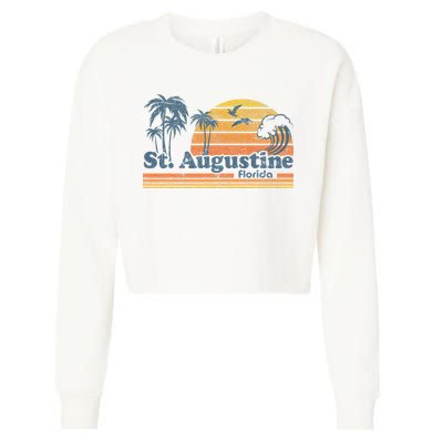 St Augustine Beach Florida Vintage Spring Break 70s Retro Cropped Pullover Crew