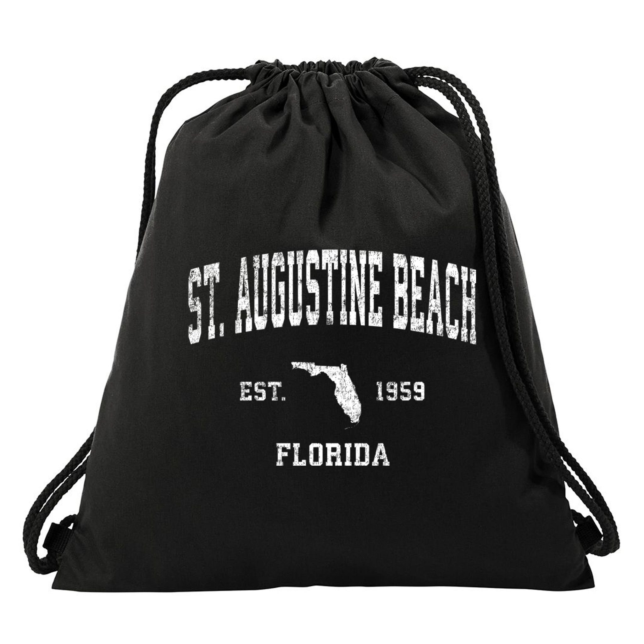 St. Augustine Beach Florida Fl Vintage Established Athletic Sports Design Drawstring Bag