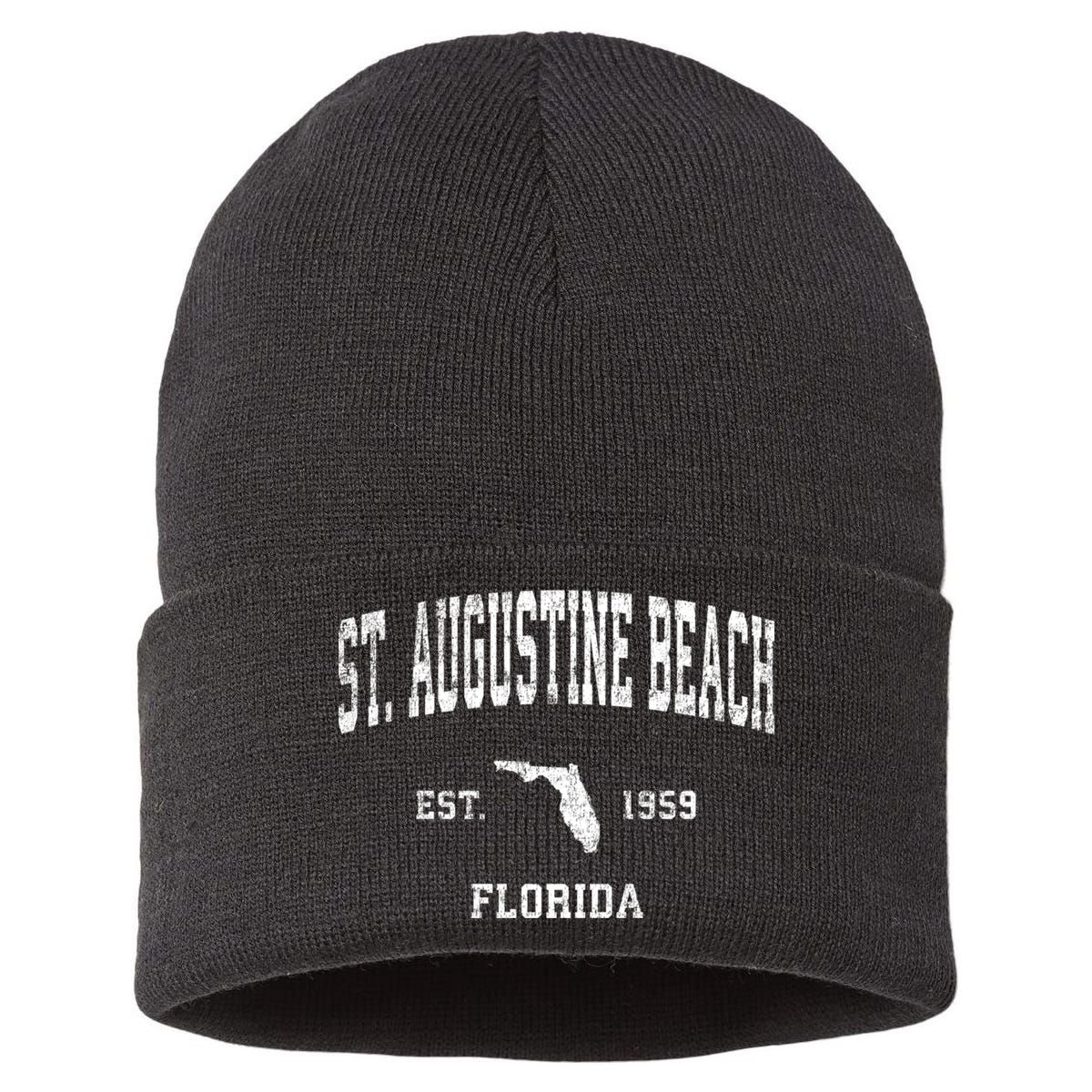 St. Augustine Beach Florida Fl Vintage Established Athletic Sports Design Sustainable Knit Beanie