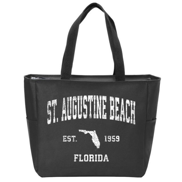 St. Augustine Beach Florida Fl Vintage Established Athletic Sports Design Zip Tote Bag