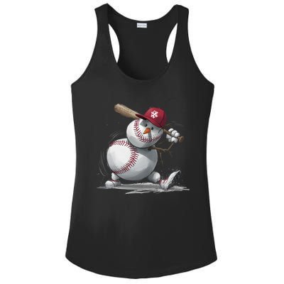 Swinging A Bat Snow Baseball Player Christmas Snow Xmas Gift Ladies PosiCharge Competitor Racerback Tank