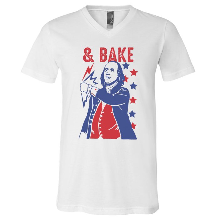 Shake And Bake Funny Couple Matching 4th of July Bake V-Neck T-Shirt