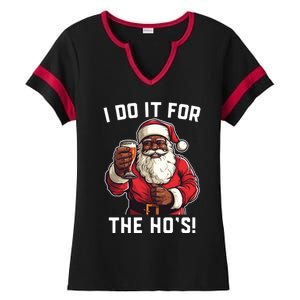 Santa And Beerfunny Christmas Xmas I Do It For The HoS Gift Ladies Halftime Notch Neck Tee