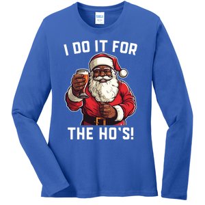 Santa And Beerfunny Christmas Xmas I Do It For The HoS Gift Ladies Long Sleeve Shirt