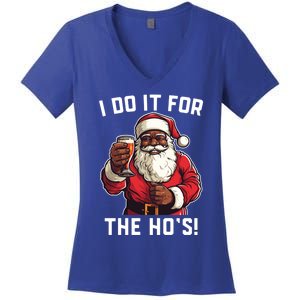 Santa And Beerfunny Christmas Xmas I Do It For The HoS Gift Women's V-Neck T-Shirt