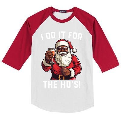 Santa And Beerfunny Christmas Xmas I Do It For The HoS Gift Kids Colorblock Raglan Jersey