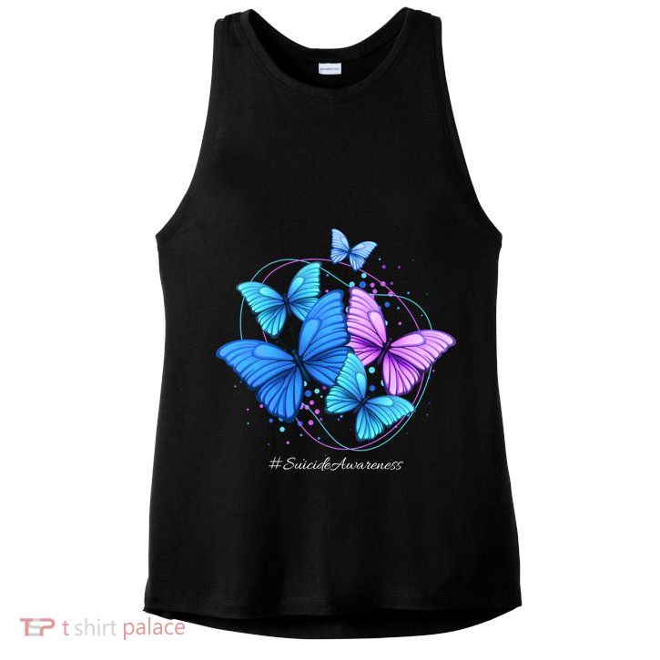 Suicide Awareness Butterfly Ladies PosiCharge Tri-Blend Wicking Tank