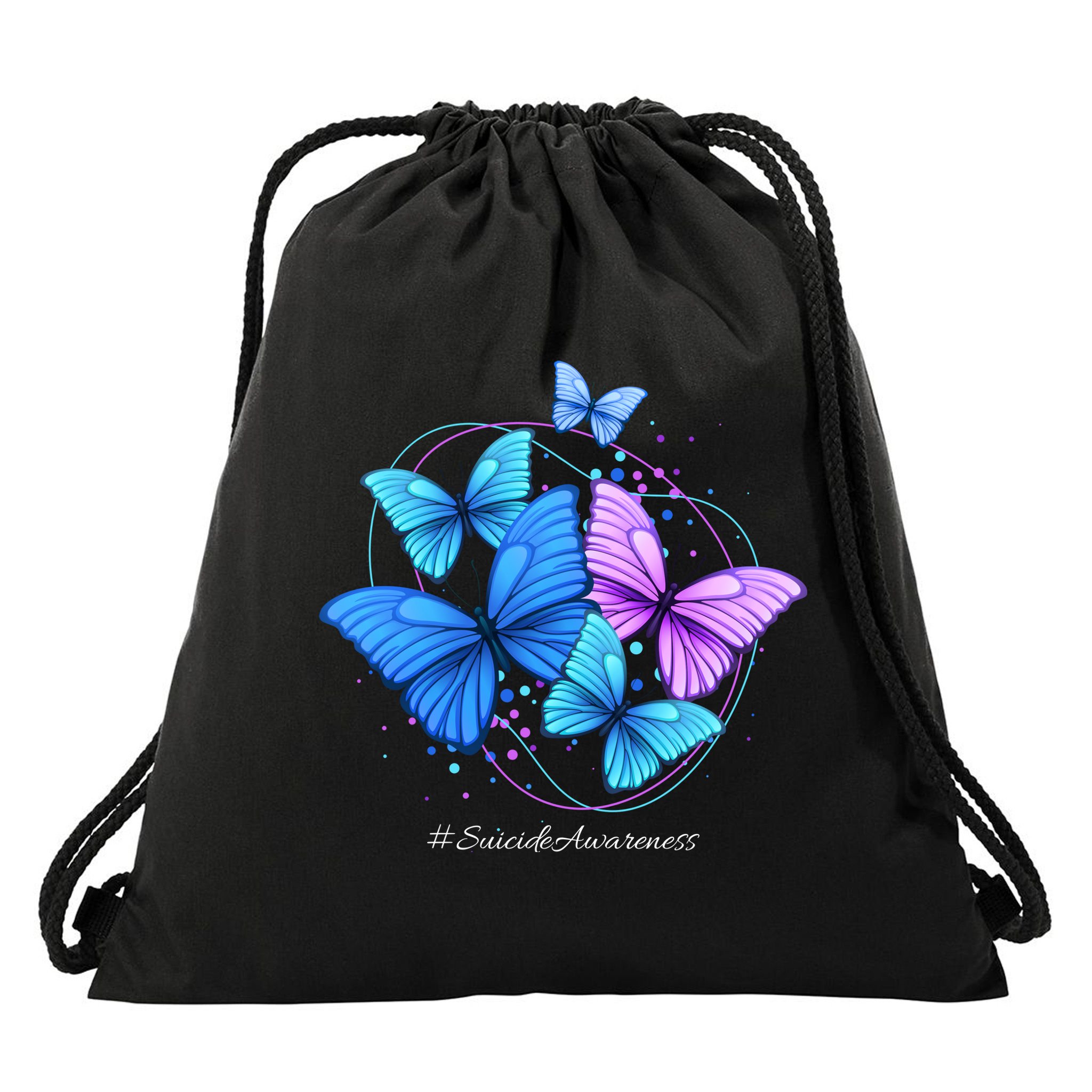 Suicide Awareness Butterfly Drawstring Bag
