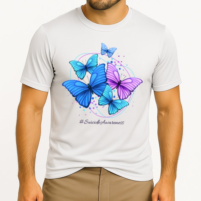 Suicide Awareness Butterfly Cooling Performance Crew T-Shirt