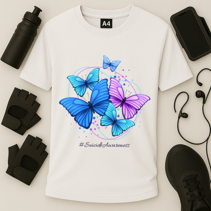 Suicide Awareness Butterfly Cooling Performance Crew T-Shirt