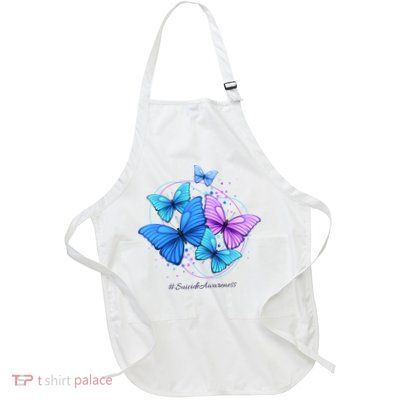 Suicide Awareness Butterfly Full-Length Apron With Pockets