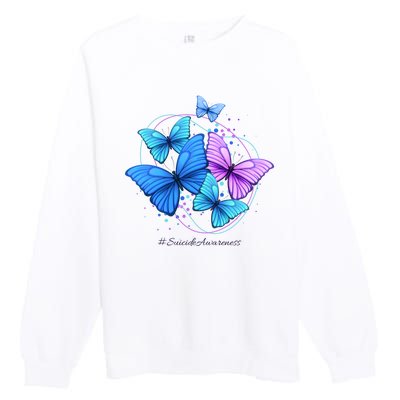 Suicide Awareness Butterfly Premium Crewneck Sweatshirt