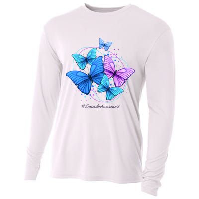 Suicide Awareness Butterfly Cooling Performance Long Sleeve Crew