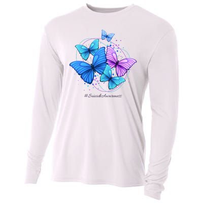 Suicide Awareness Butterfly Cooling Performance Long Sleeve Crew