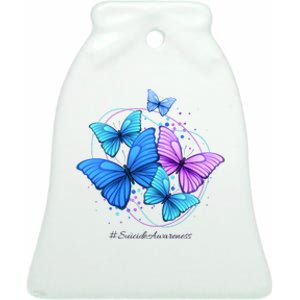 Suicide Awareness Butterfly Ceramic Bell Ornament