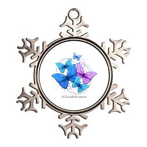 Suicide Awareness Butterfly Metallic Star Ornament