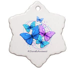 Suicide Awareness Butterfly Ceramic Star Ornament