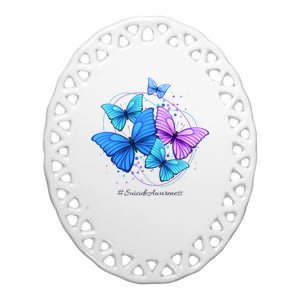 Suicide Awareness Butterfly Ceramic Oval Ornament