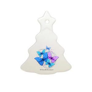 Suicide Awareness Butterfly Ceramic Tree Ornament