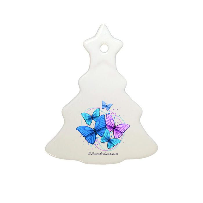 Suicide Awareness Butterfly Ceramic Tree Ornament