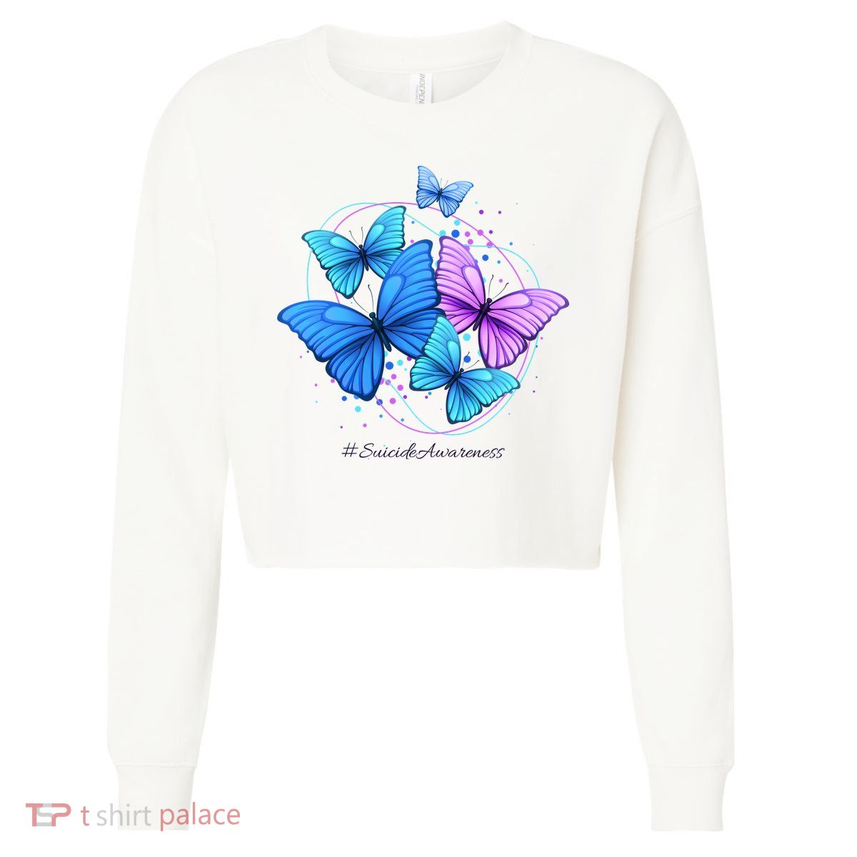 Suicide Awareness Butterfly Cropped Pullover Crew
