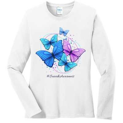 Suicide Awareness Butterfly Ladies Long Sleeve Shirt