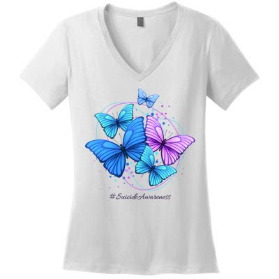 Suicide Awareness Butterfly Women's V-Neck T-Shirt