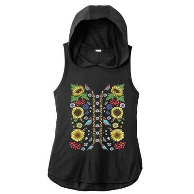 Sunflower And Birds Cute Floral Vintage Ukrainian Vyshyvanka Great Gift Ladies PosiCharge Tri-Blend Wicking Draft Hoodie Tank