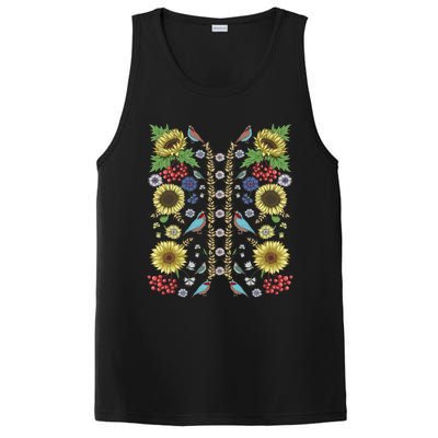 Sunflower And Birds Cute Floral Vintage Ukrainian Vyshyvanka Great Gift PosiCharge Competitor Tank