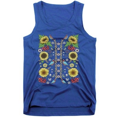 Sunflower And Birds Cute Floral Vintage Ukrainian Vyshyvanka Great Gift Tank Top