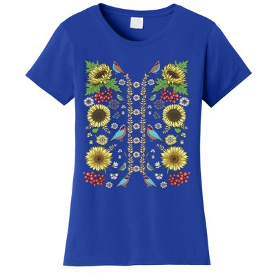 Sunflower And Birds Cute Floral Vintage Ukrainian Vyshyvanka Great Gift Women's T-Shirt