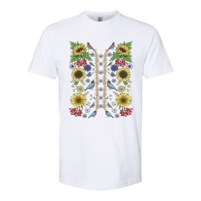 Sunflower And Birds Cute Floral Vintage Ukrainian Vyshyvanka Great Gift Softstyle® CVC T-Shirt