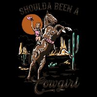Should A Been A Cowgirl Riding Horse Horsing Western Retro Drawstring Bag