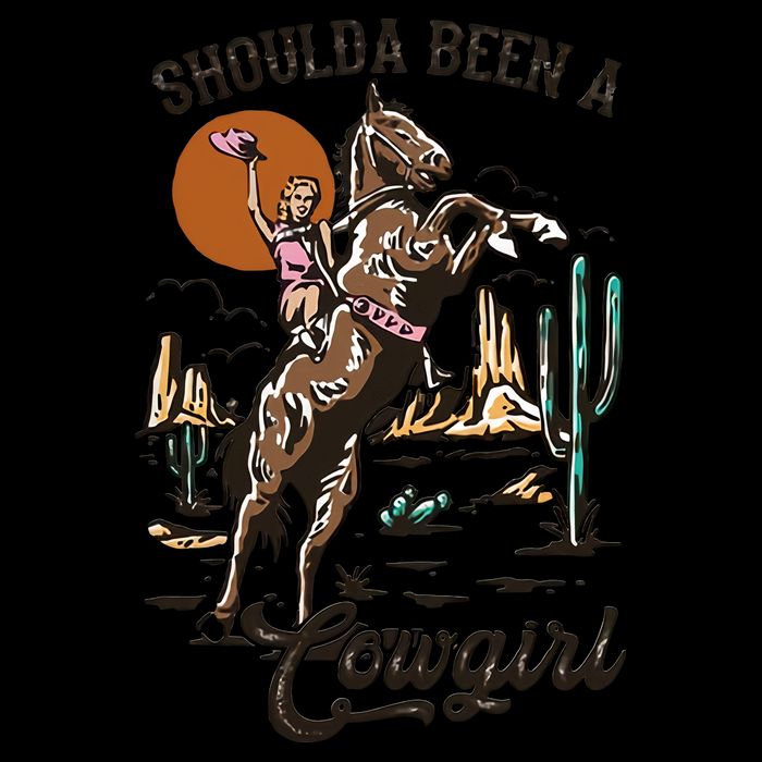 Should A Been A Cowgirl Riding Horse Horsing Western Retro Drawstring Bag