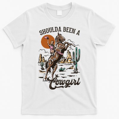 Should A Been A Cowgirl Riding Horse Horsing Western Retro T-Shirt