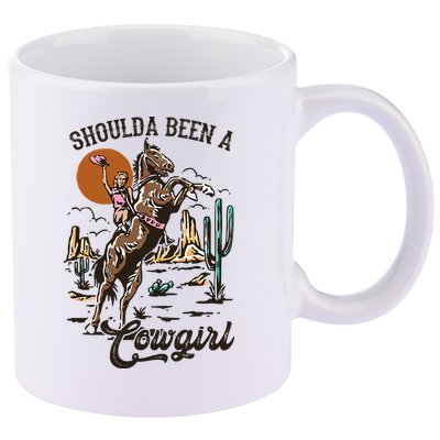 Should A Been A Cowgirl Riding Horse Horsing Western Retro 11oz C Handle Ceramic Mug