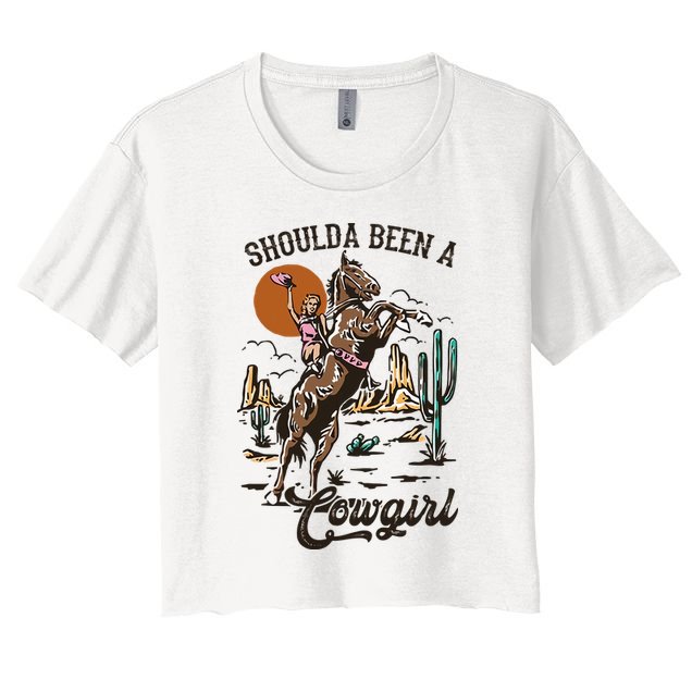 Should A Been A Cowgirl Riding Horse Horsing Western Retro Crop Top